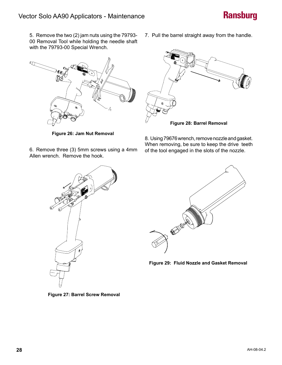 Ransburg, Vector solo aa90 applicators - maintenance | Ransburg Vector Solo AA90 79698 User Manual | Page 32 / 58