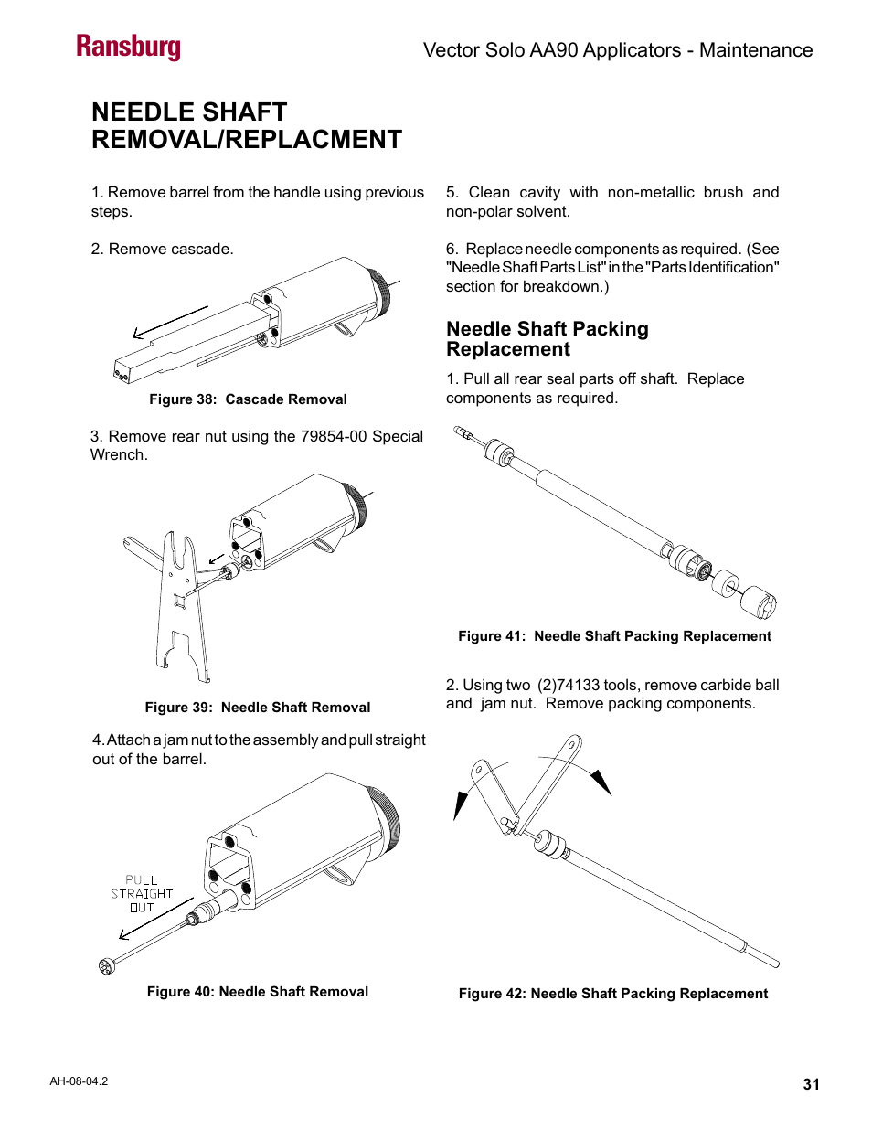 Needle shaft removal/replacment, Ransburg | Ransburg Vector Solo AA90 79698 User Manual | Page 35 / 58