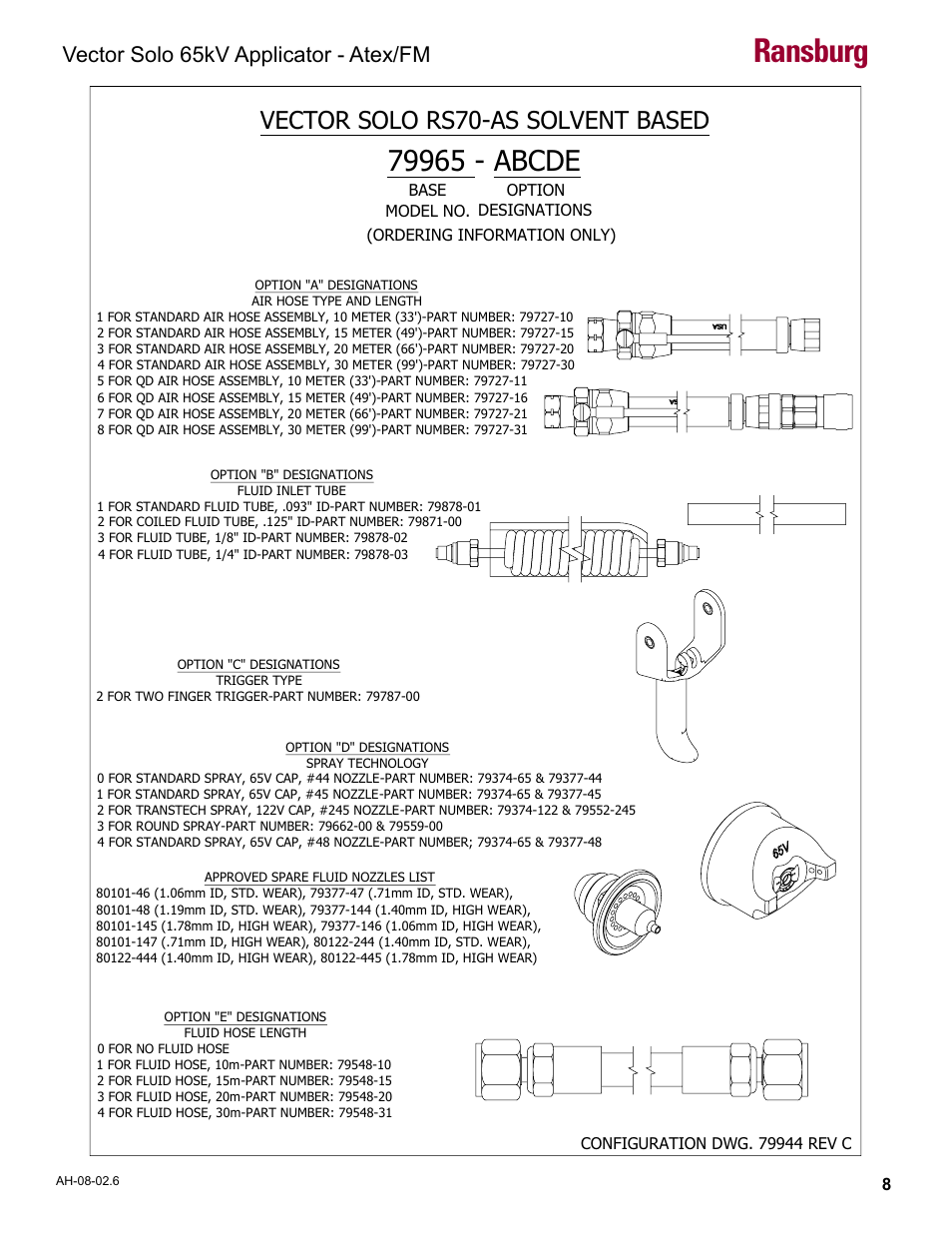 Ransburg, Vector solo rs70-as solvent based, Vector solo 65kv applicator - atex/fm | Ransburg Vector Solo 65KV 79965 Solventborne RS70-AS User Manual | Page 12 / 60