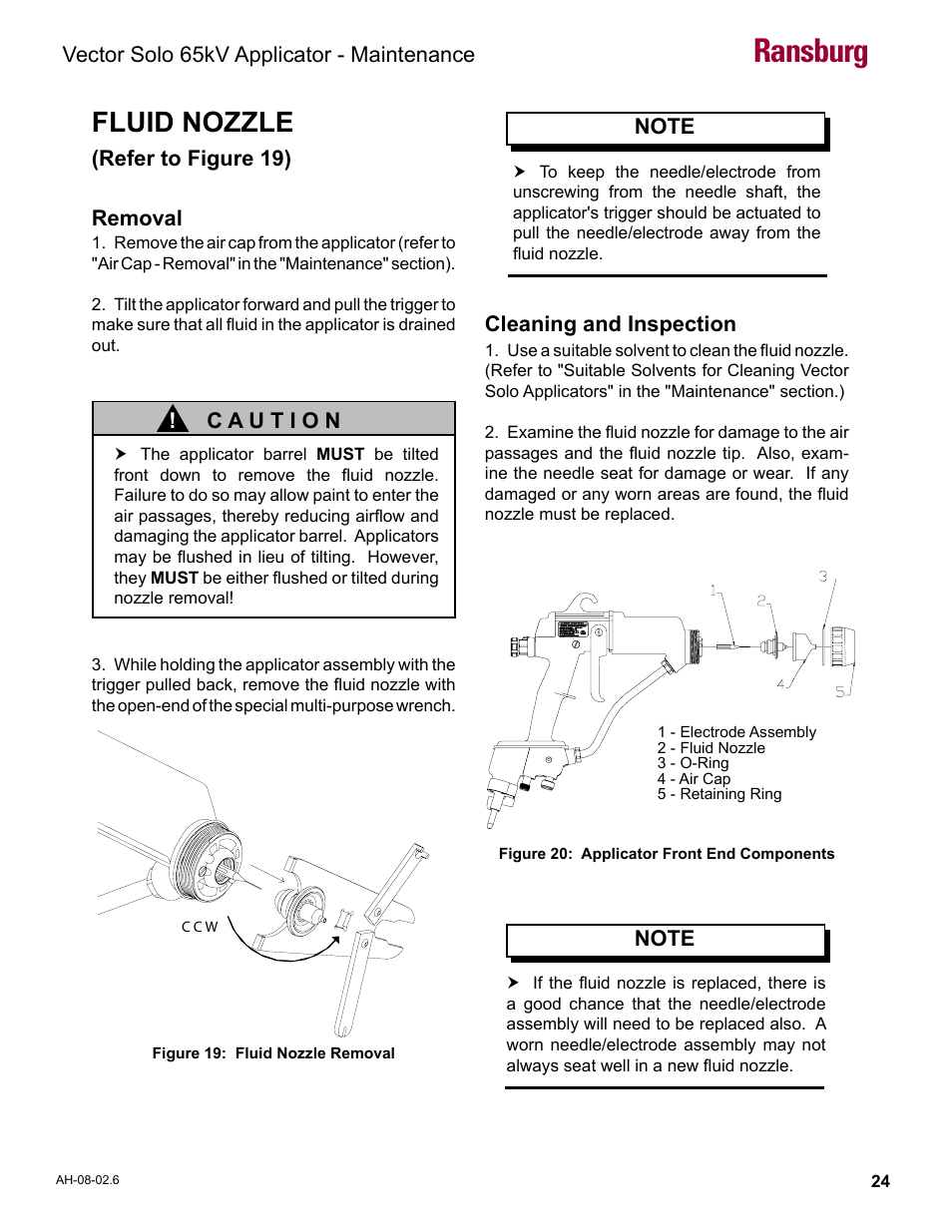 Fluid nozzle, Ransburg | Ransburg Vector Solo 65KV 79965 Solventborne RS70-AS User Manual | Page 28 / 60