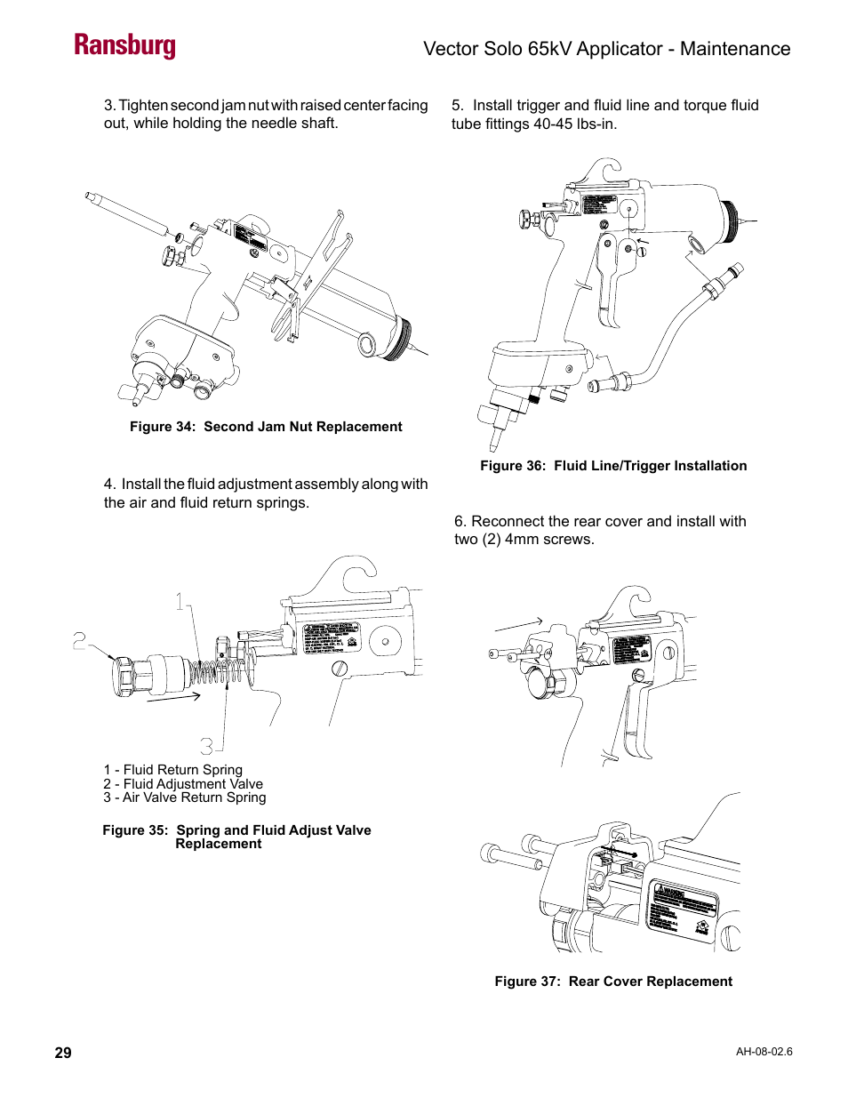 Ransburg, Vector solo 65kv applicator - maintenance | Ransburg Vector Solo 65KV 79965 Solventborne RS70-AS User Manual | Page 33 / 60