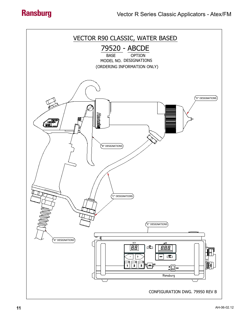 Ransburg, Vector r90 classic, water based, Vector r series classic applicators - atex/fm | Ransburg Vector R Series Classic 79520 R90 Waterborne User Manual | Page 15 / 74