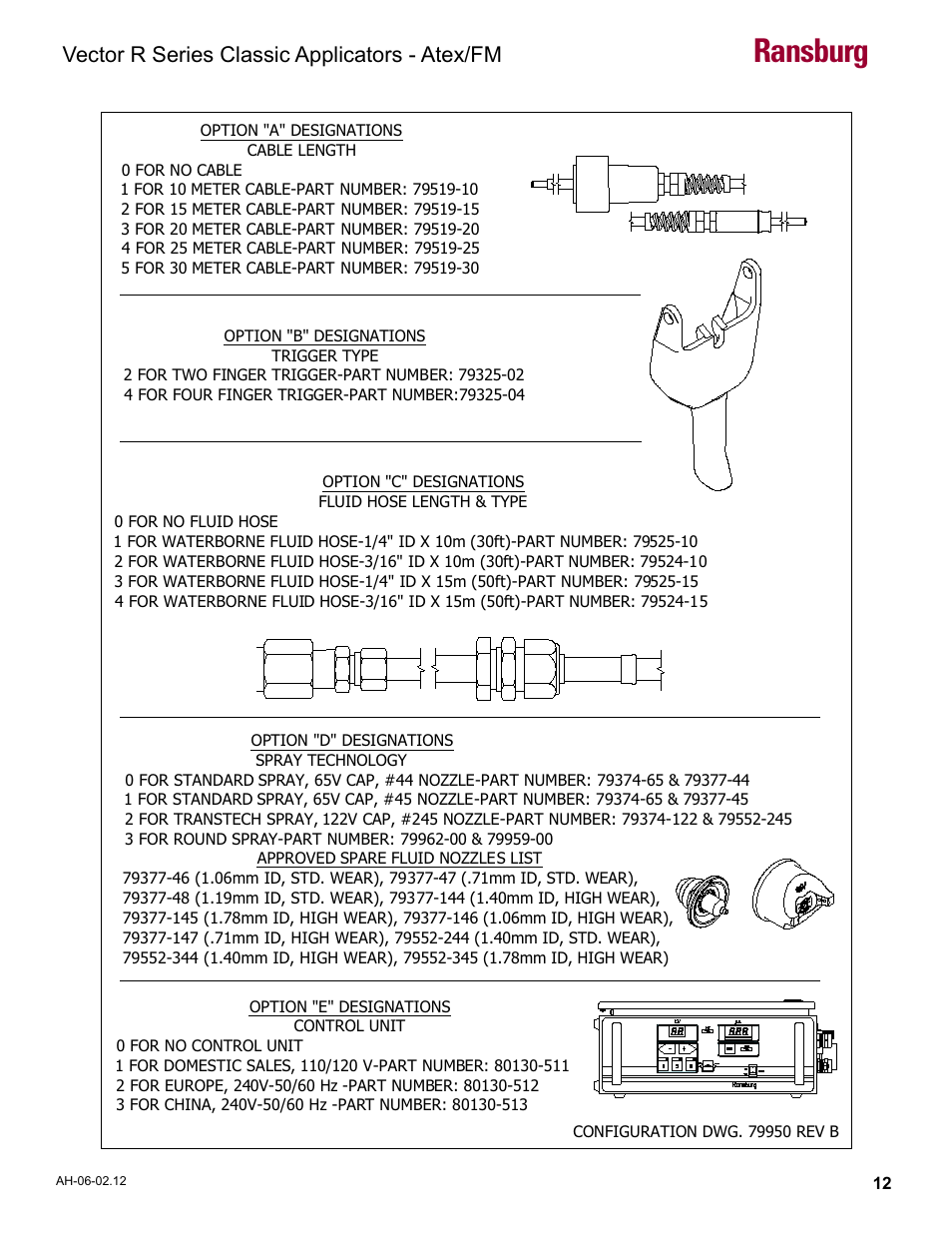 Ransburg, Vector r series classic applicators - atex/fm | Ransburg Vector R Series Classic 79520 R90 Waterborne User Manual | Page 16 / 74