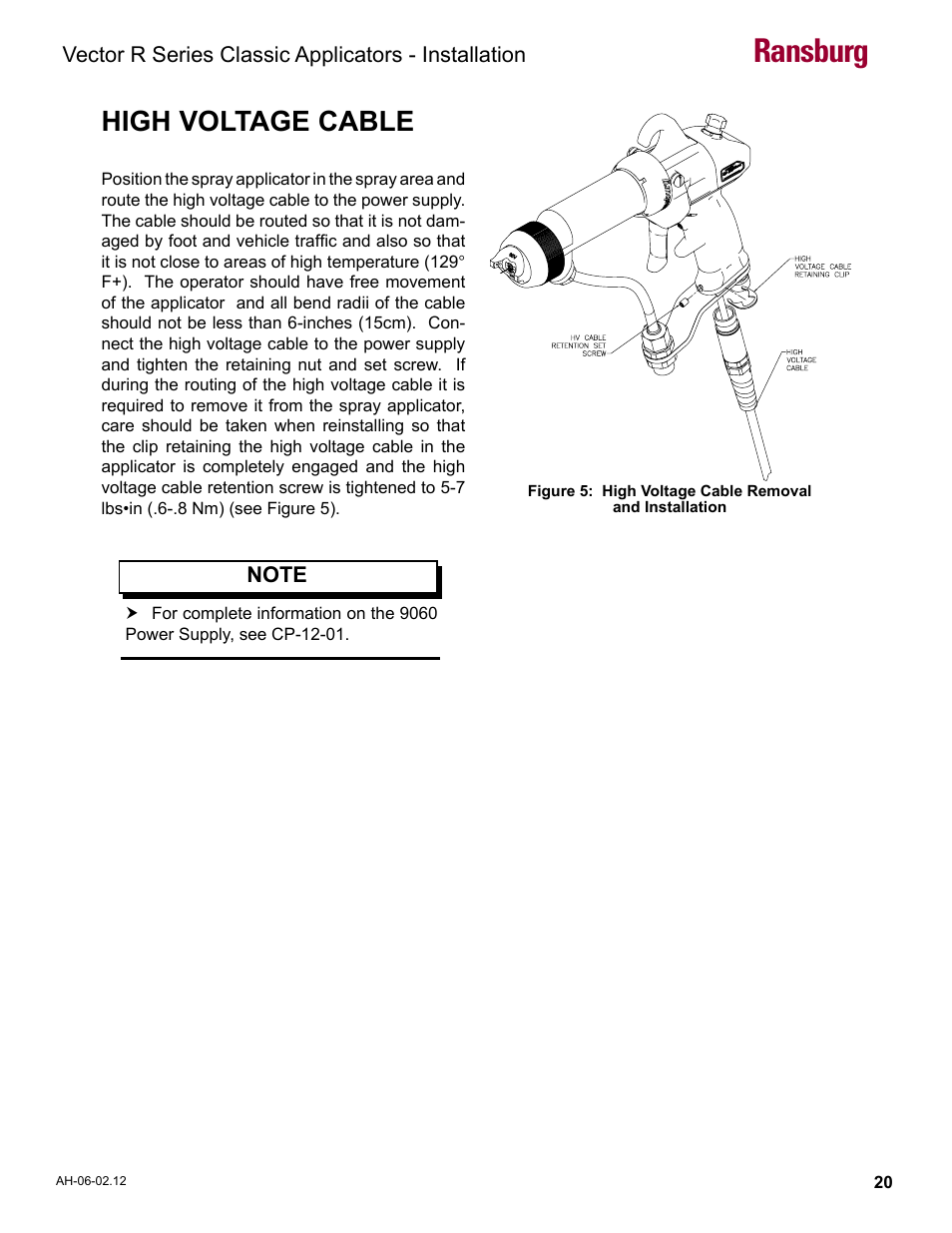 High voltage cable, Ransburg | Ransburg Vector R Series Classic 79520 R90 Waterborne User Manual | Page 24 / 74
