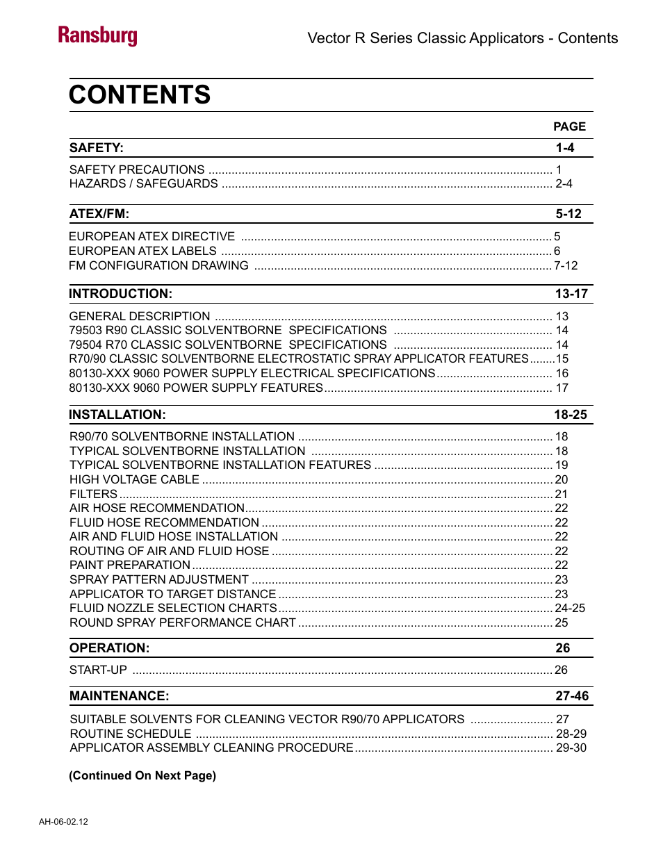 Ransburg Vector R Series Classic 79520 R90 Waterborne User Manual | Page 3 / 74