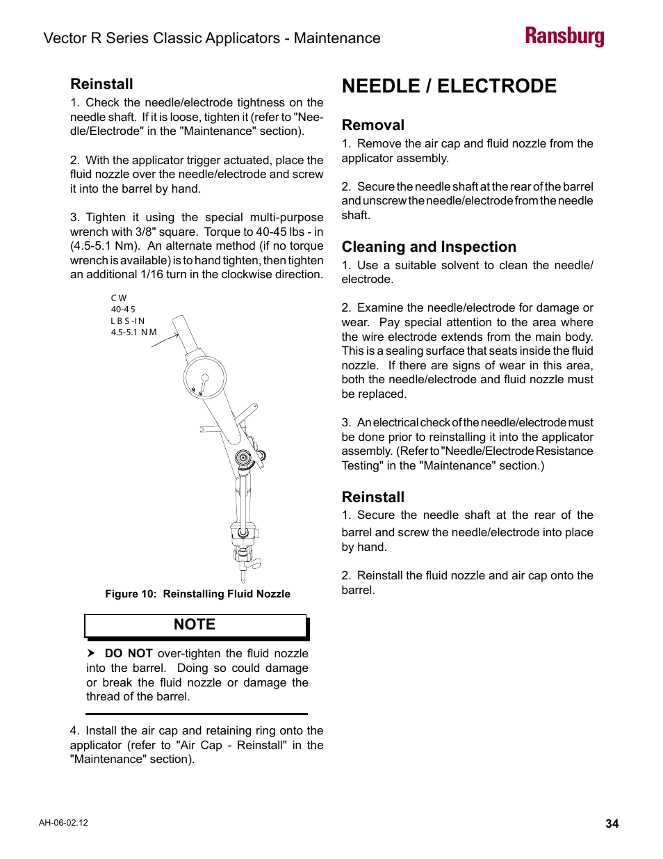 Needle / electrode, Ransburg | Ransburg Vector R Series Classic 79520 R90 Waterborne User Manual | Page 38 / 74