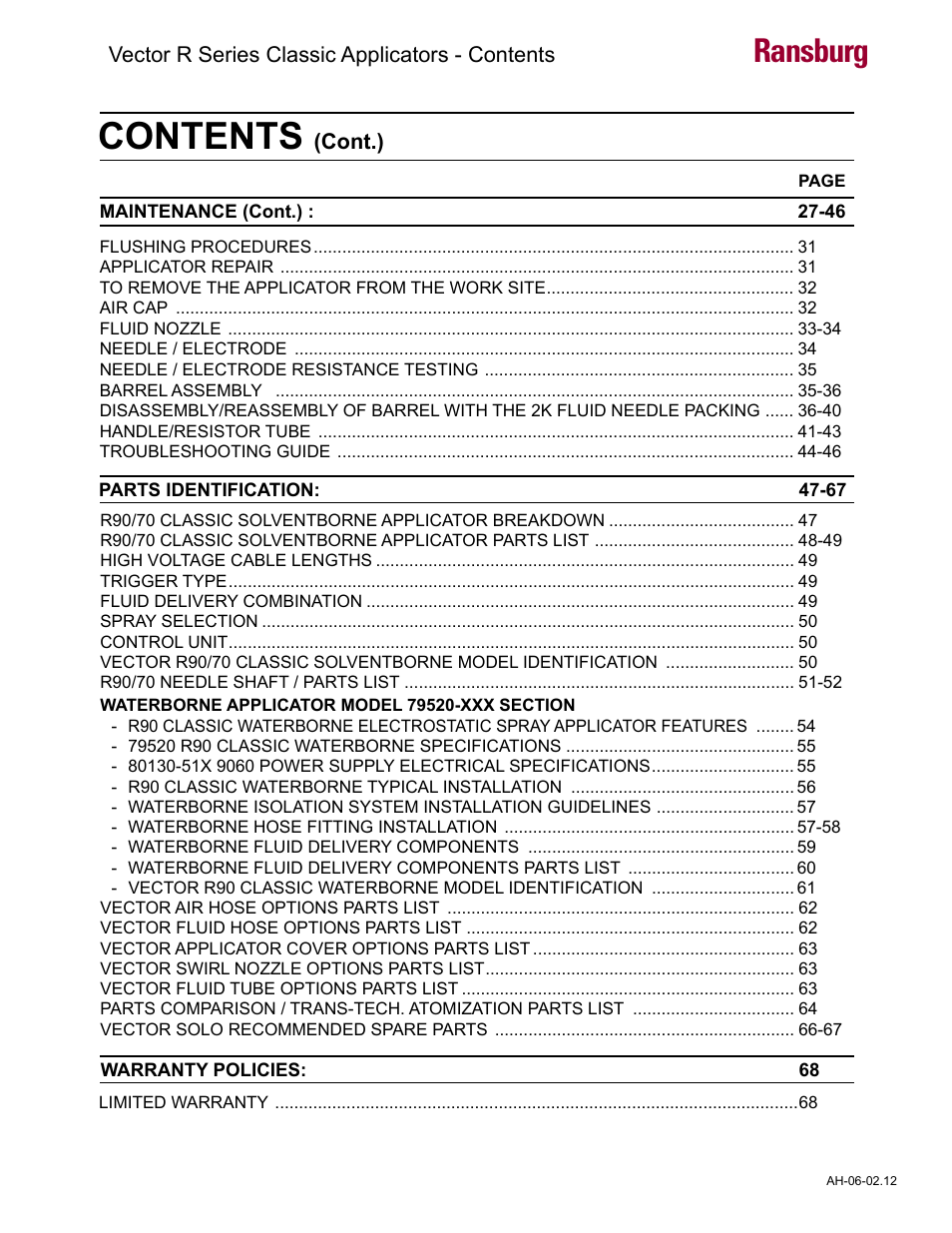 Ransburg Vector R Series Classic 79520 R90 Waterborne User Manual | Page 4 / 74