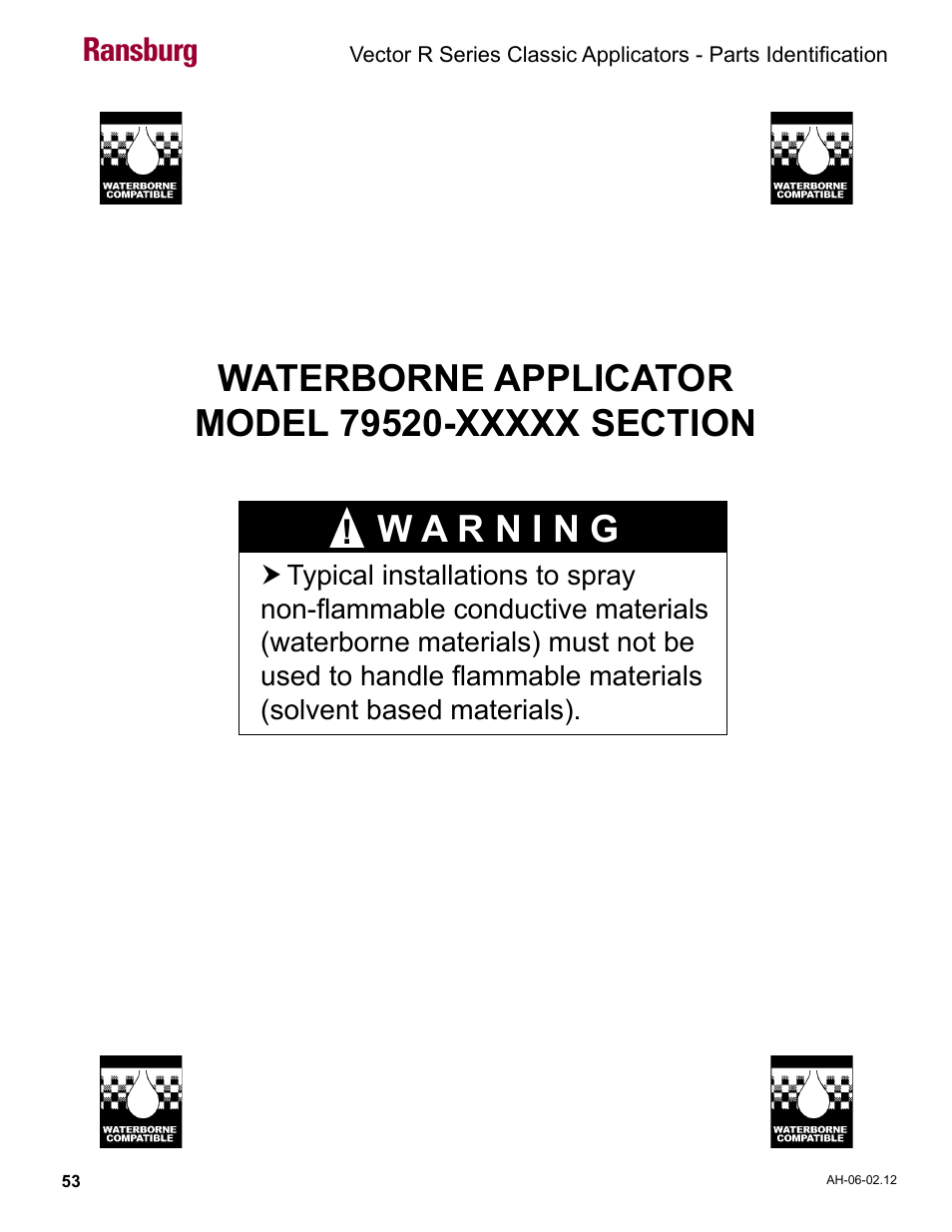 Waterborne applicator, Ransburg | Ransburg Vector R Series Classic 79520 R90 Waterborne User Manual | Page 57 / 74