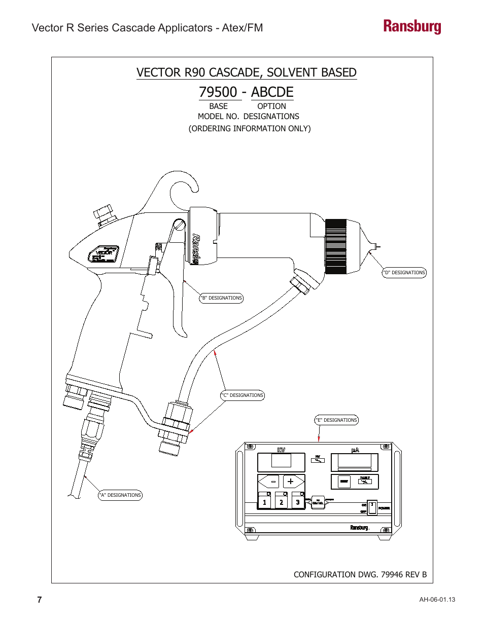 Ransburg, Vector r90 cascade, solvent based, Vector r series cascade applicators - atex/fm | Ransburg Vector R Series Cascade 79523 R90 Waterborne User Manual | Page 11 / 78