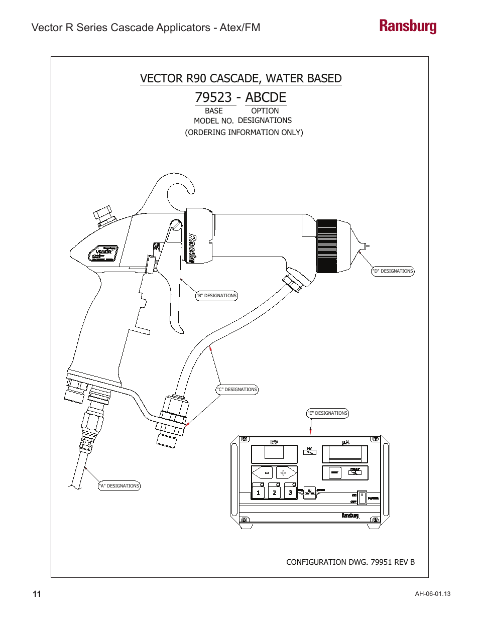 Ransburg, Vector r90 cascade, water based, Vector r series cascade applicators - atex/fm | Ransburg Vector R Series Cascade 79523 R90 Waterborne User Manual | Page 15 / 78