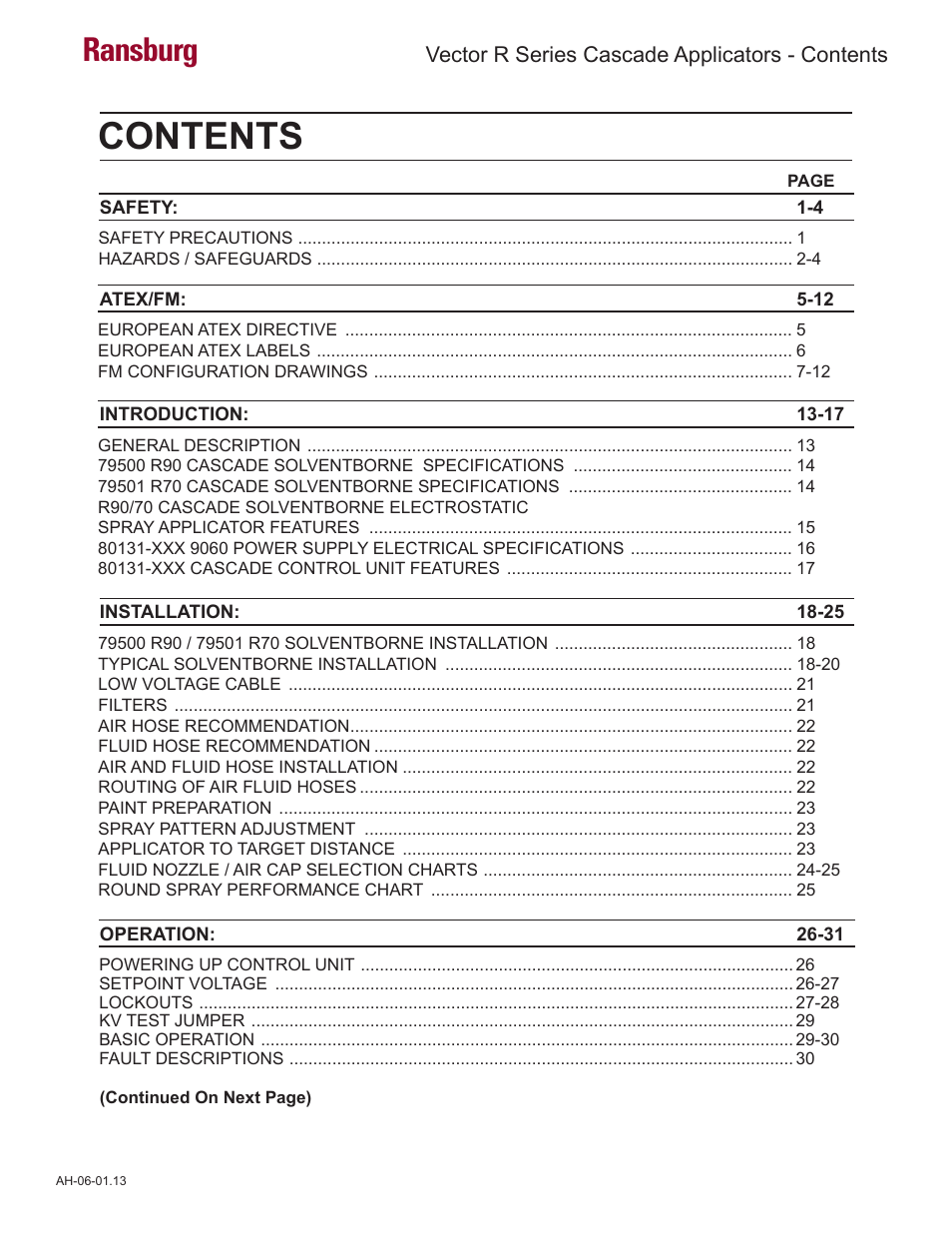 Ransburg Vector R Series Cascade 79523 R90 Waterborne User Manual | Page 3 / 78