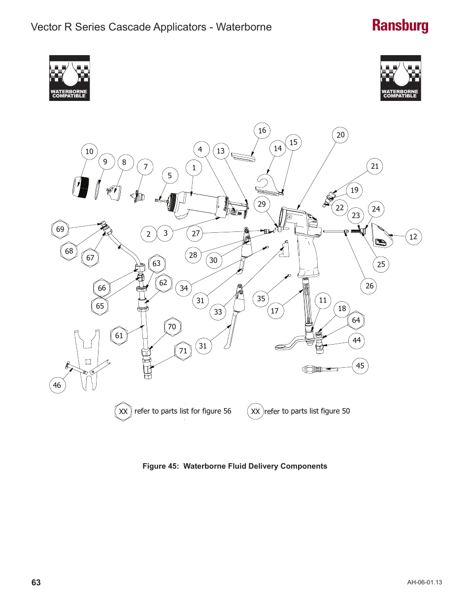 Ransburg, Vector r series cascade applicators - waterborne | Ransburg Vector R Series Cascade 79523 R90 Waterborne User Manual | Page 67 / 78