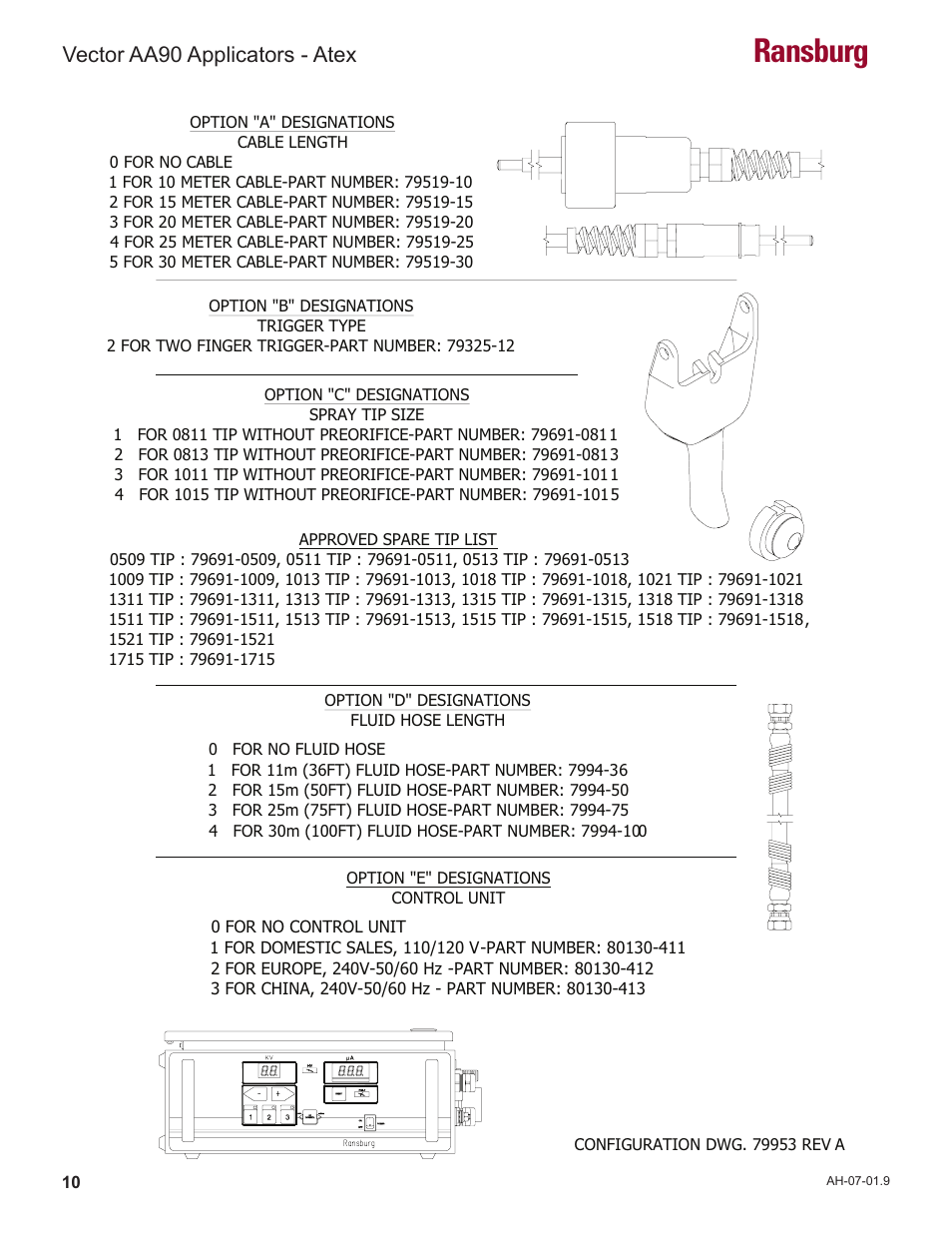 Ransburg, Vector aa90 applicators - atex | Ransburg Vector AA90 79581 Classic User Manual | Page 14 / 62