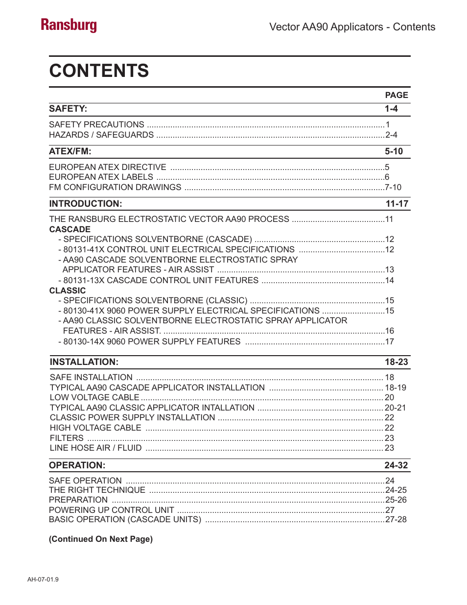 Ransburg Vector AA90 79581 Classic User Manual | Page 3 / 62