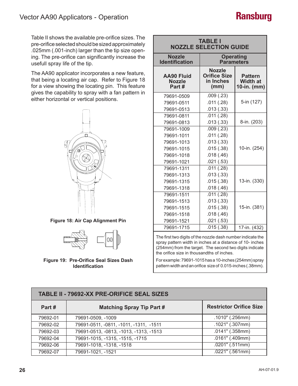 Ransburg, Vector aa90 applicators - operation | Ransburg Vector AA90 79581 Classic User Manual | Page 30 / 62