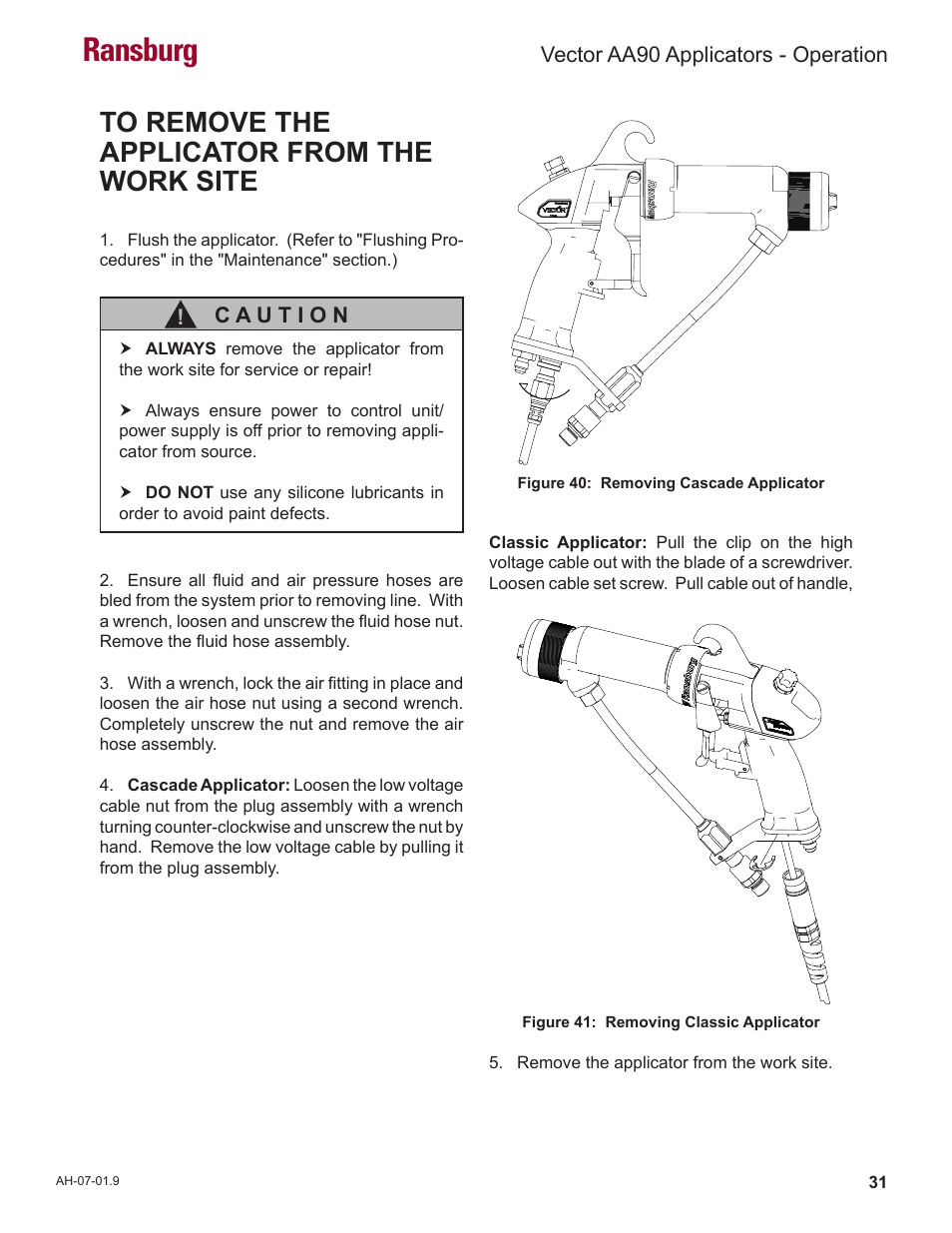 Ransburg | Ransburg Vector AA90 79581 Classic User Manual | Page 35 / 62