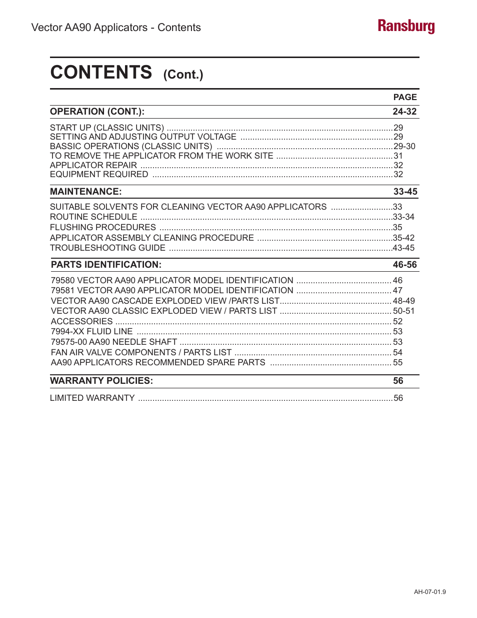 Ransburg Vector AA90 79581 Classic User Manual | Page 4 / 62