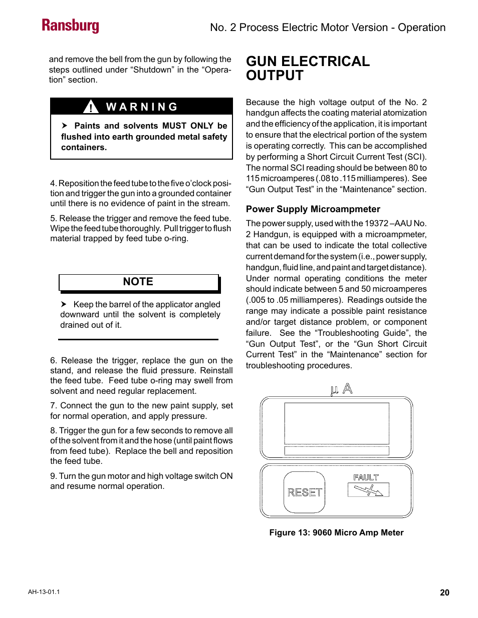 Gun electrical output, Ransburg | Ransburg No. 2 Process Handgun Electric Motor User Manual | Page 24 / 61