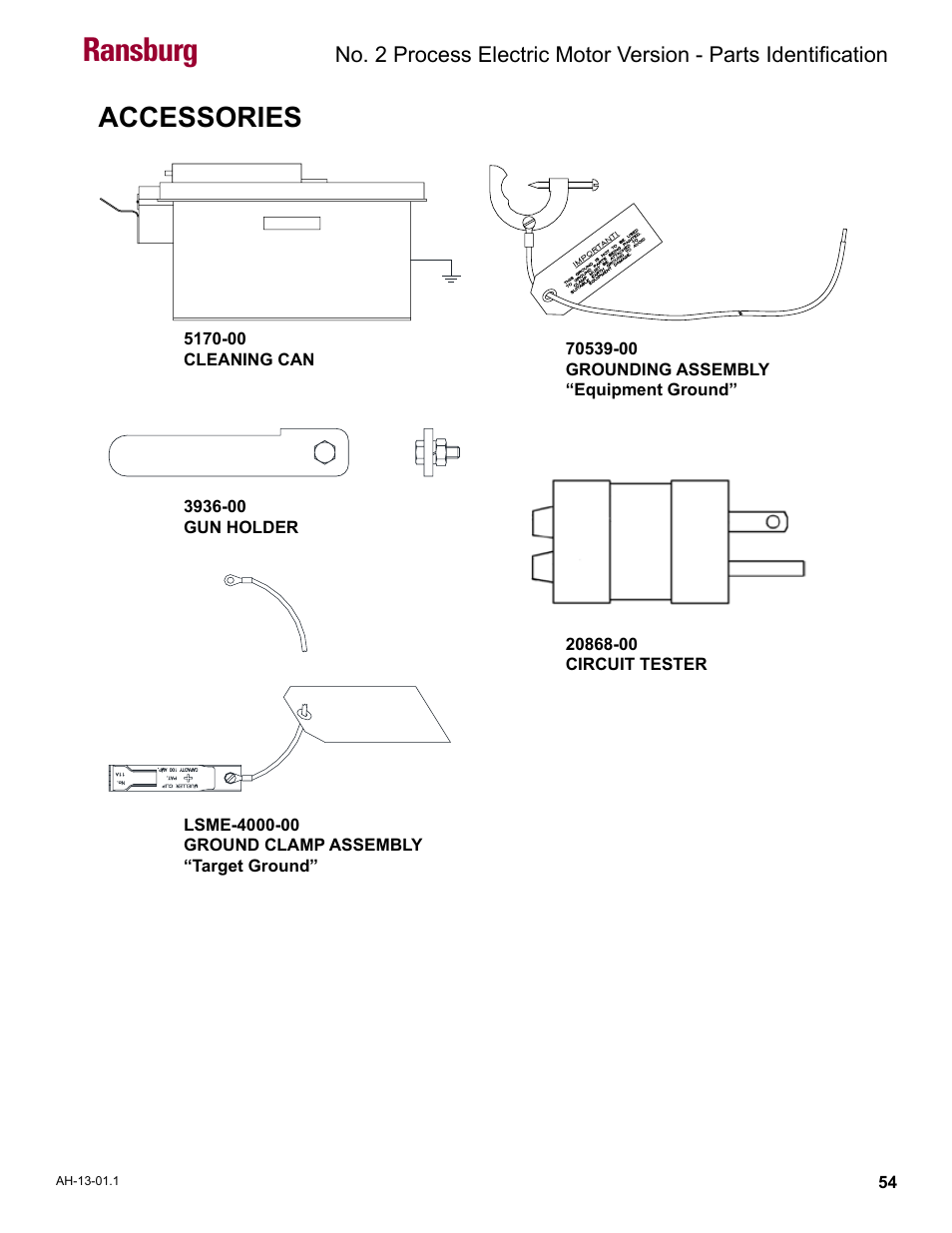 Accessories, Ransburg | Ransburg No. 2 Process Handgun Electric Motor User Manual | Page 58 / 61