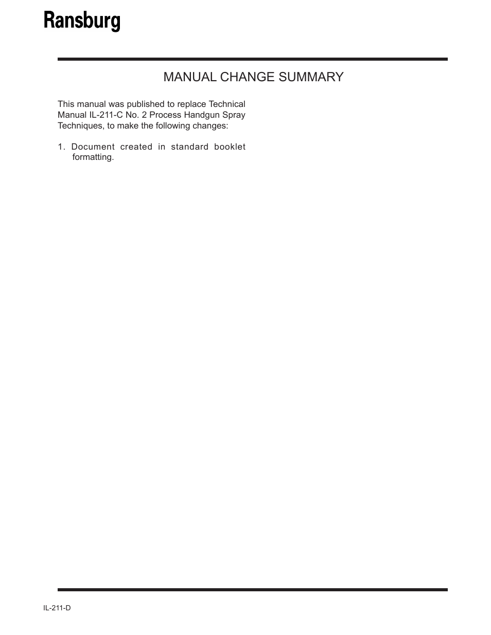 Manual change summary | Ransburg No. 2 Spray Techniques User Manual | Page 15 / 16