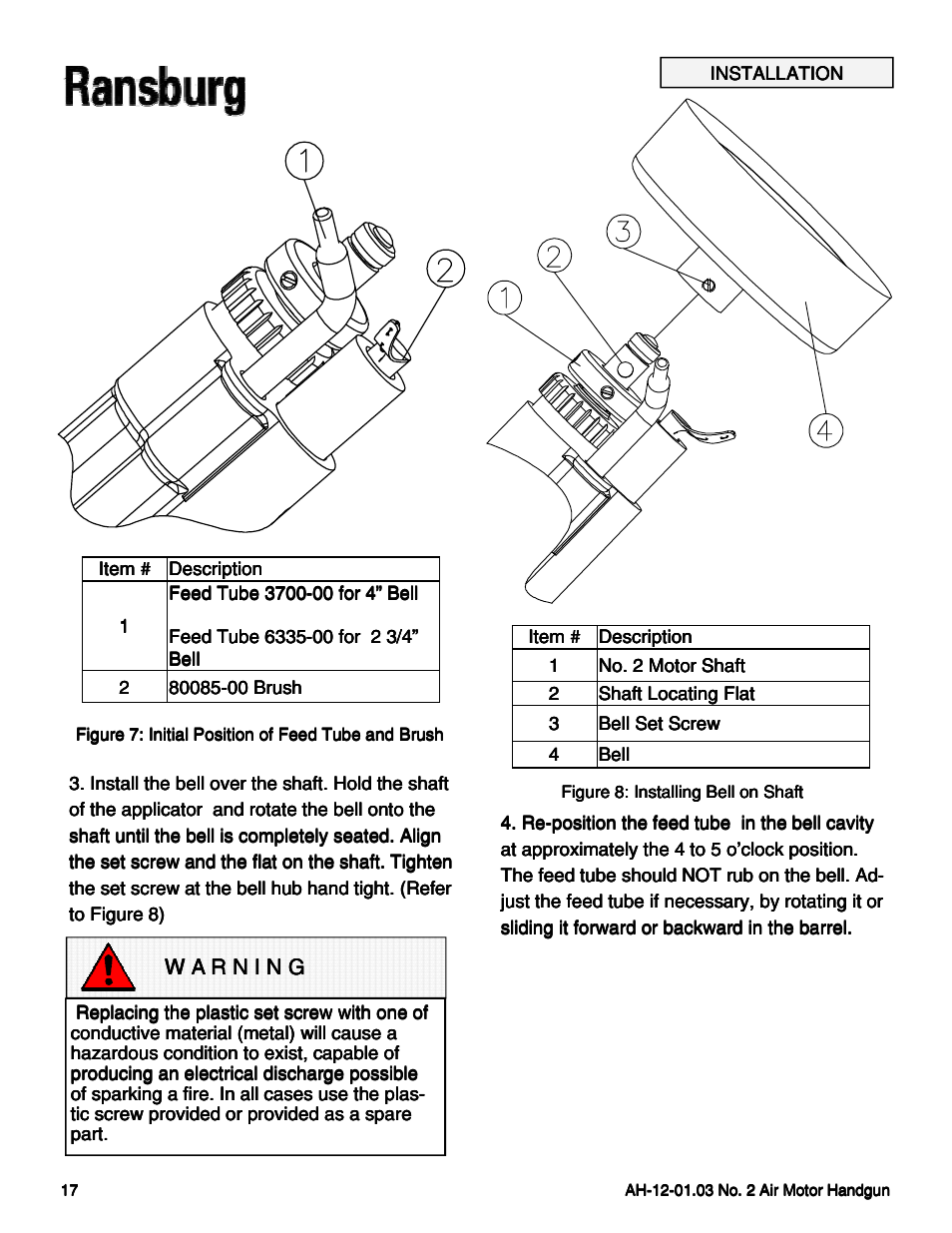 Ransburg No. 2 Air Motor Atex Approved Unit 80086-XX User Manual | Page 17 / 63