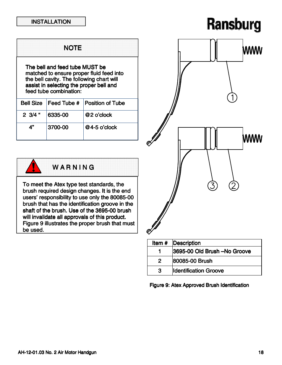 Ransburg No. 2 Air Motor Atex Approved Unit 80086-XX User Manual | Page 18 / 63