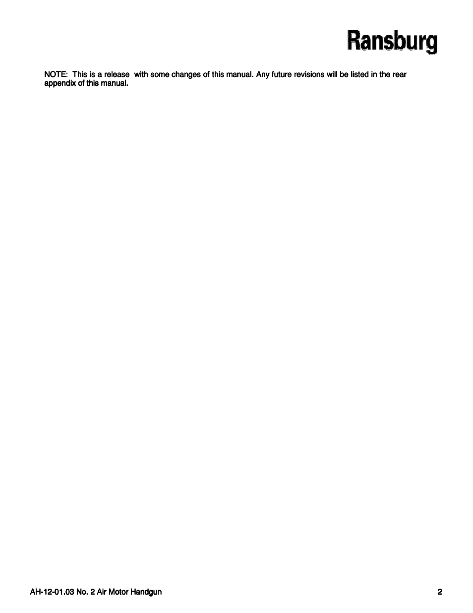 Ransburg No. 2 Air Motor Atex Approved Unit 80086-XX User Manual | Page 2 / 63