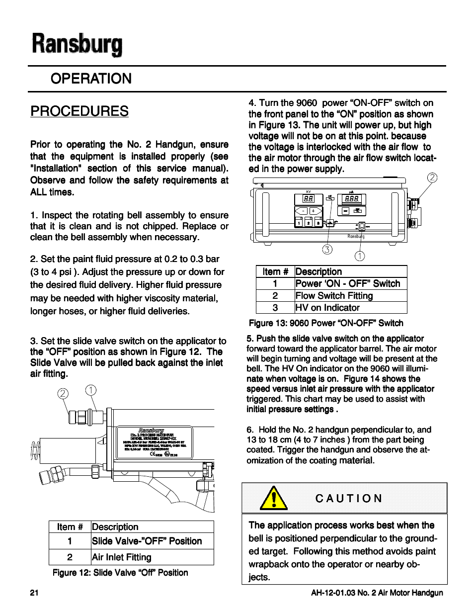 Operation, Procedures | Ransburg No. 2 Air Motor Atex Approved Unit 80086-XX User Manual | Page 21 / 63