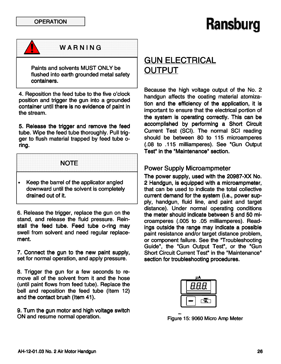 Gun electrical, Gun electrical output output output output | Ransburg No. 2 Air Motor Atex Approved Unit 80086-XX User Manual | Page 26 / 63