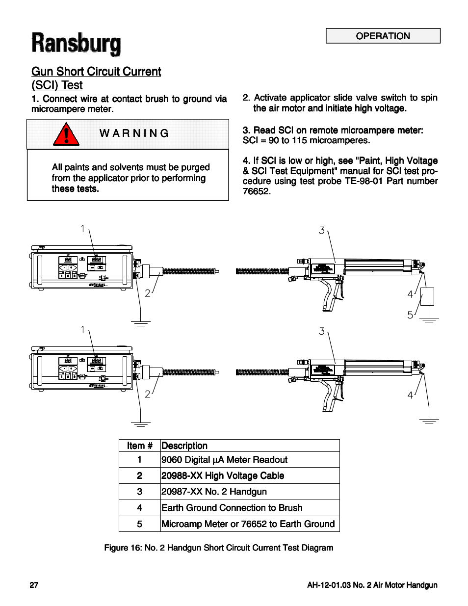 Gun short circuit current | Ransburg No. 2 Air Motor Atex Approved Unit 80086-XX User Manual | Page 27 / 63