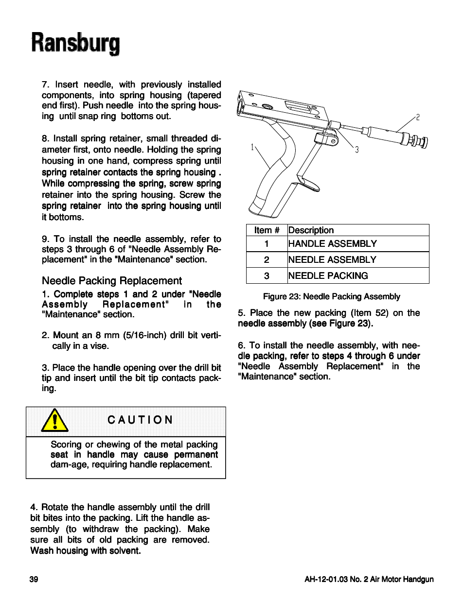 Ransburg No. 2 Air Motor Atex Approved Unit 80086-XX User Manual | Page 39 / 63