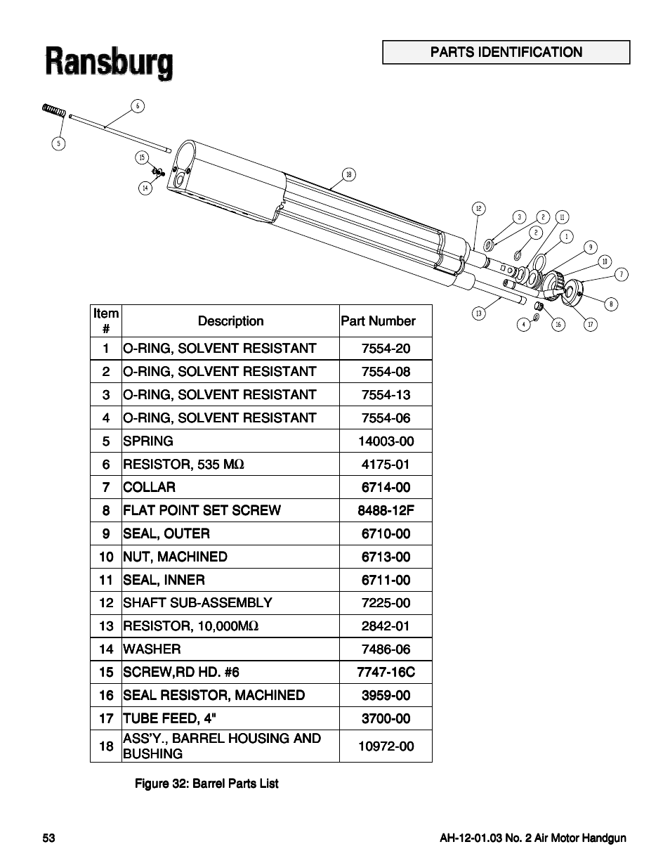 Ransburg No. 2 Air Motor Atex Approved Unit 80086-XX User Manual | Page 53 / 63