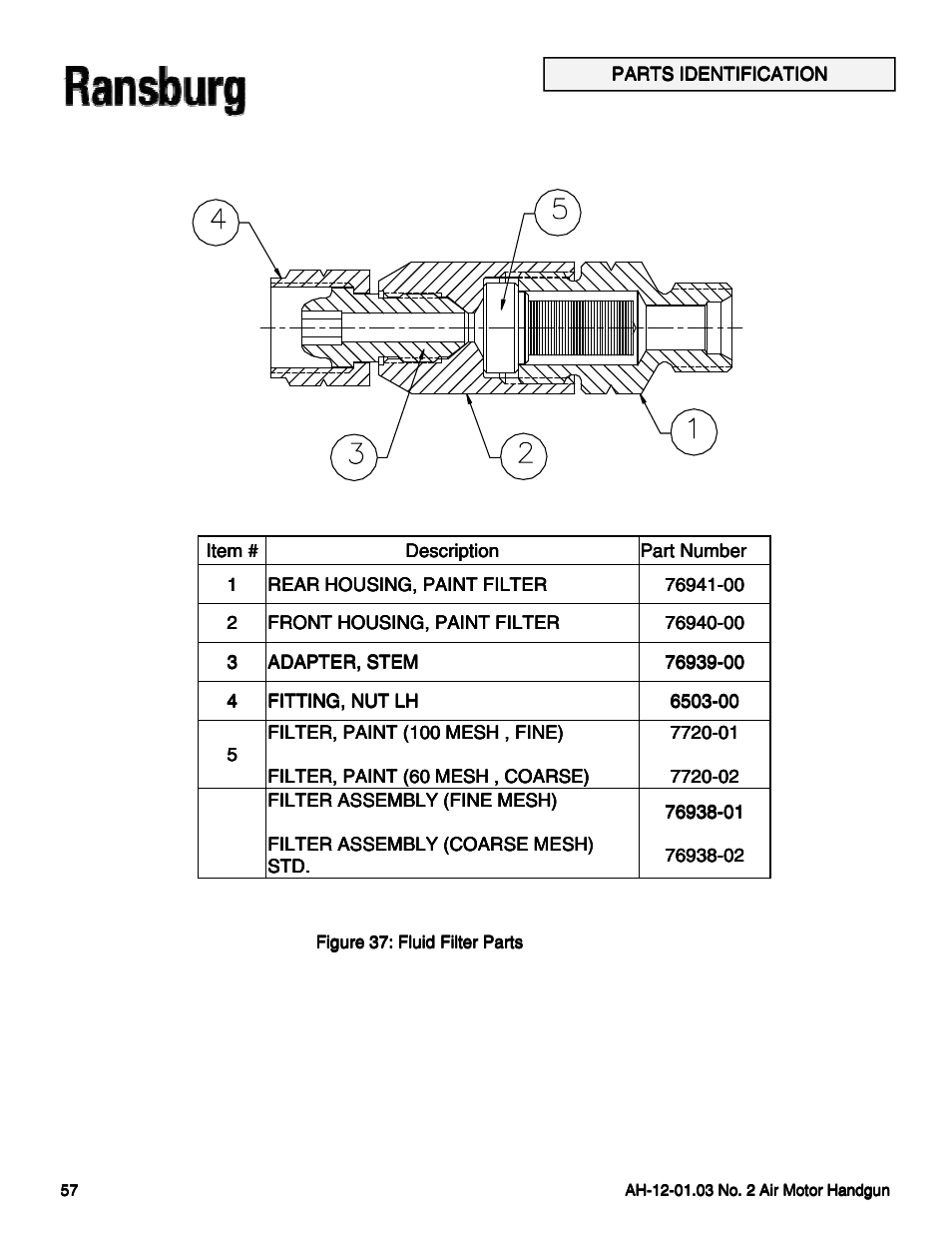 Ransburg No. 2 Air Motor Atex Approved Unit 80086-XX User Manual | Page 57 / 63
