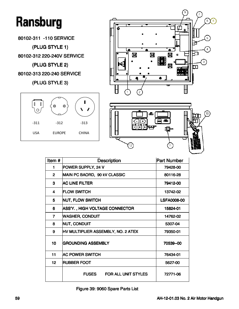 Ransburg No. 2 Air Motor Atex Approved Unit 80086-XX User Manual | Page 59 / 63
