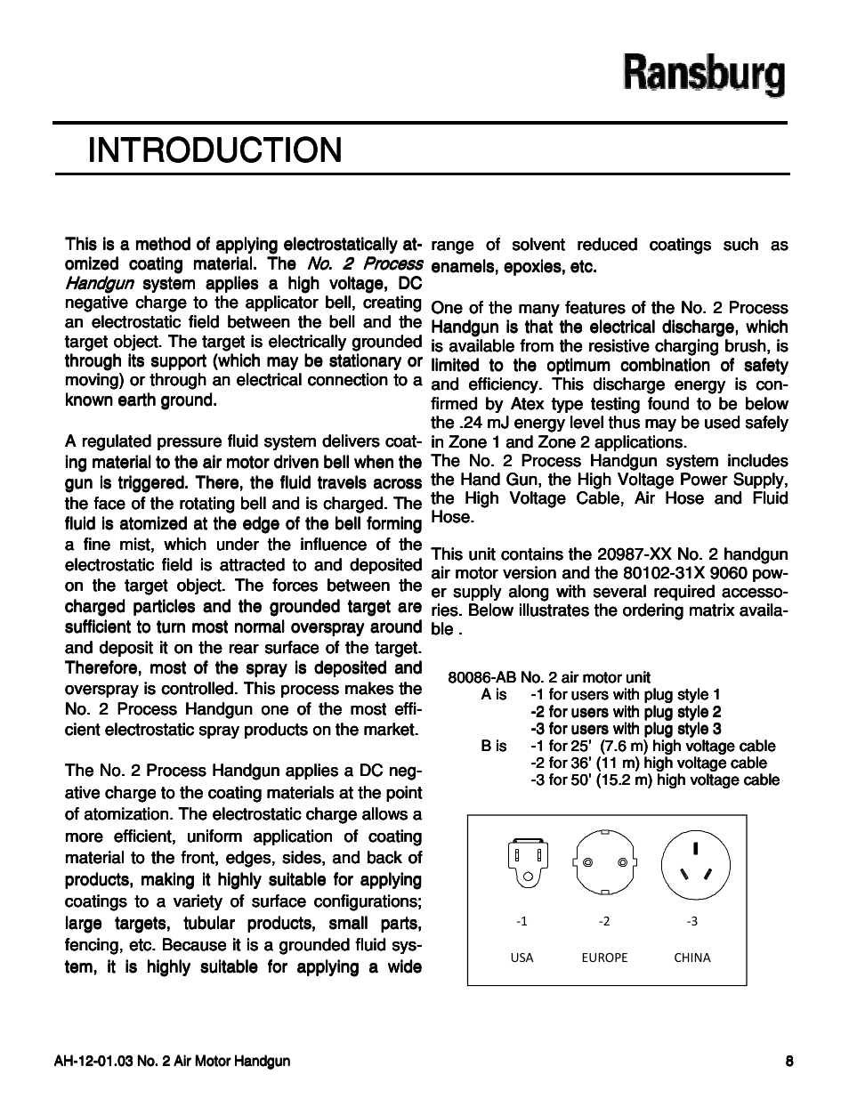 Introduction | Ransburg No. 2 Air Motor Atex Approved Unit 80086-XX User Manual | Page 8 / 63