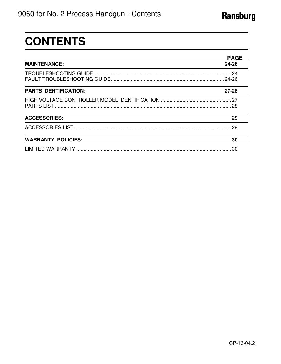 Ransburg 9060 HV P.S. Air Motor 80102-31X User Manual | Page 4 / 36