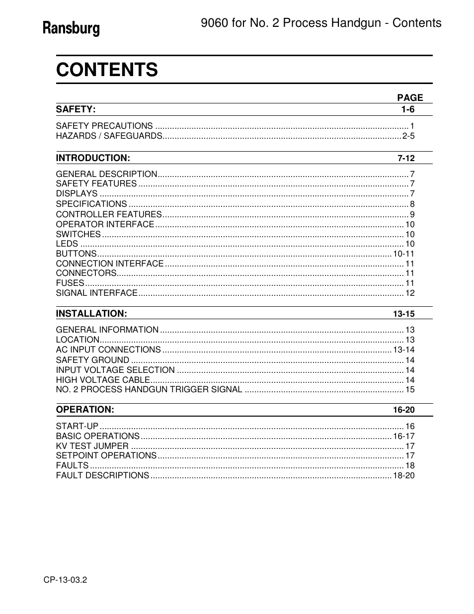 Ransburg 9060 HV P.S. Electric Motor 80102-21X User Manual | Page 3 / 42