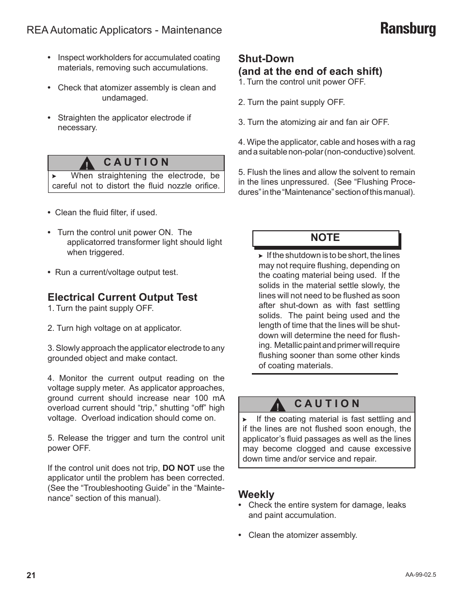 Ransburg | Ransburg REA Automatic Applicators 77359, 76110, 77140 User Manual | Page 25 / 66