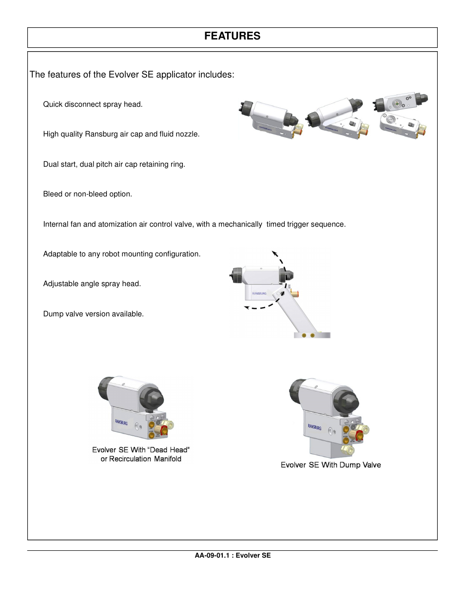 Features | Ransburg Evolver SE Robotic Atomizer A12455-XXXXXXXX User Manual | Page 11 / 79