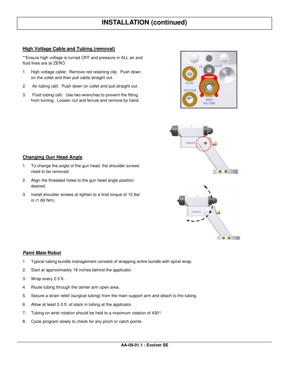 Installation (continued) | Ransburg Evolver SE Robotic Atomizer A12455-XXXXXXXX User Manual | Page 14 / 79