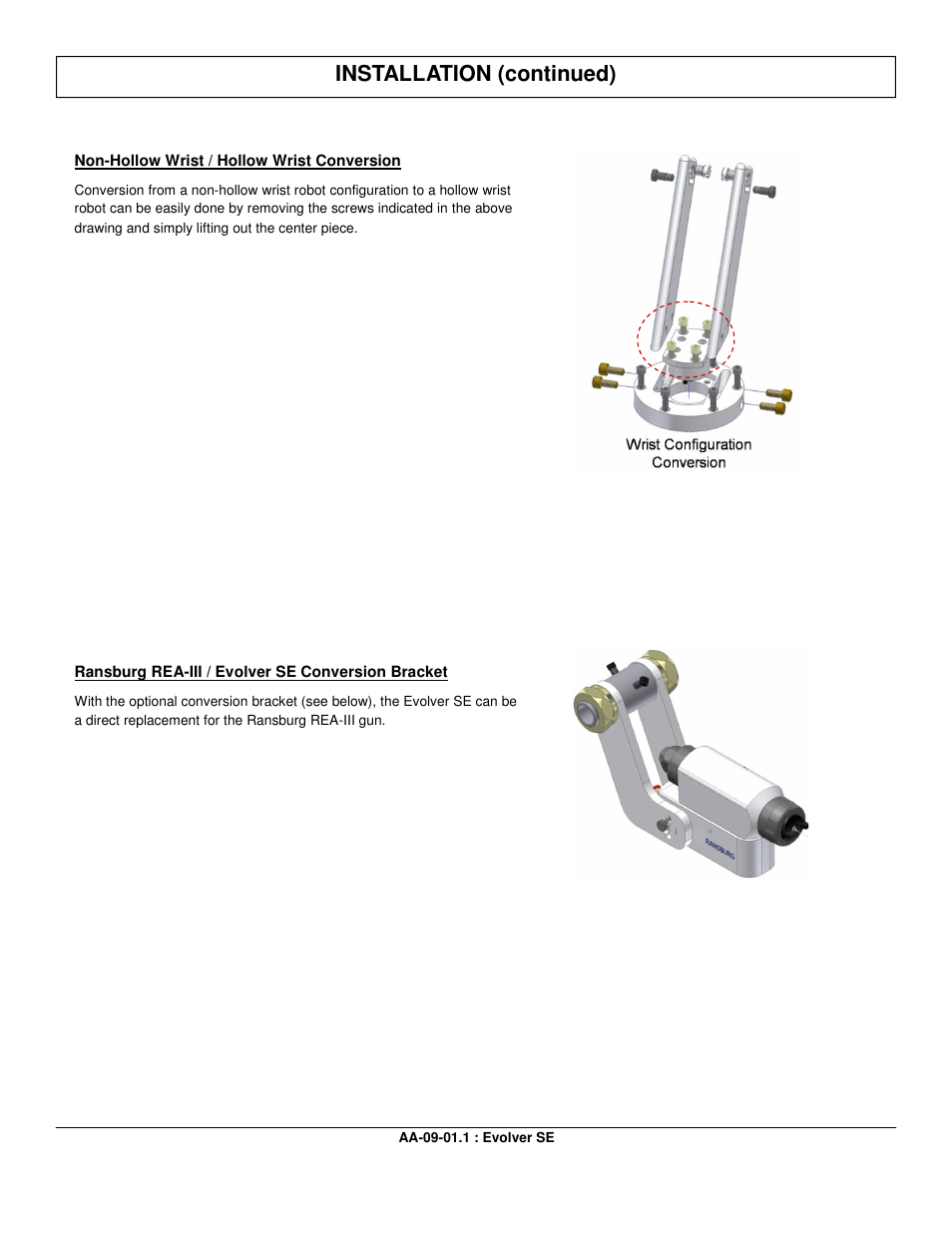 Installation (continued) | Ransburg Evolver SE Robotic Atomizer A12455-XXXXXXXX User Manual | Page 15 / 79