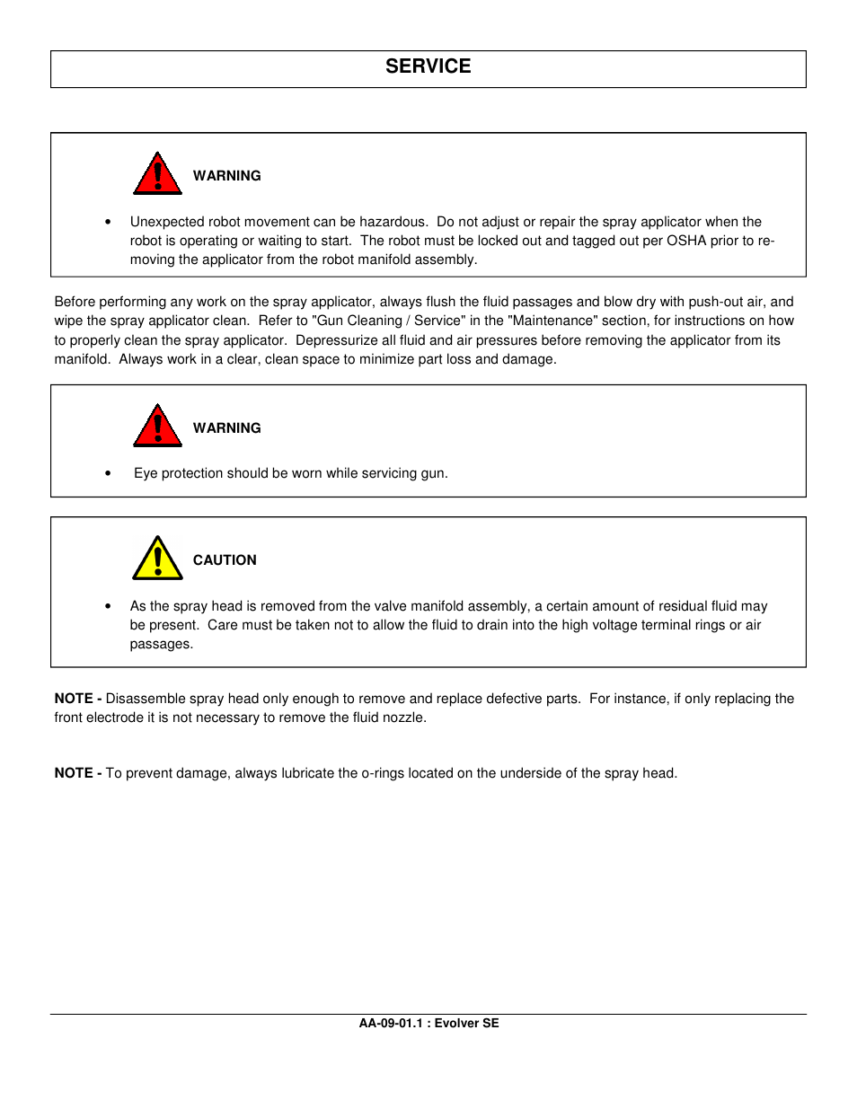 Service | Ransburg Evolver SE Robotic Atomizer A12455-XXXXXXXX User Manual | Page 28 / 79