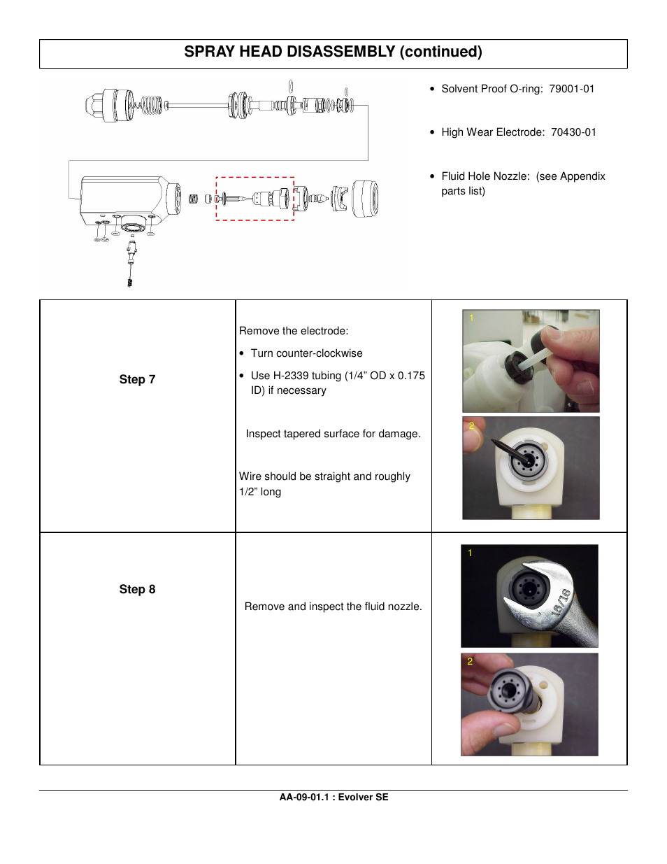 Spray head disassembly (continued) | Ransburg Evolver SE Robotic Atomizer A12455-XXXXXXXX User Manual | Page 34 / 79