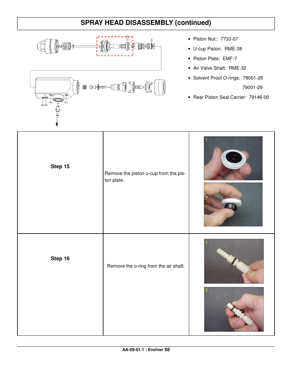 Spray head disassembly (continued) | Ransburg Evolver SE Robotic Atomizer A12455-XXXXXXXX User Manual | Page 38 / 79