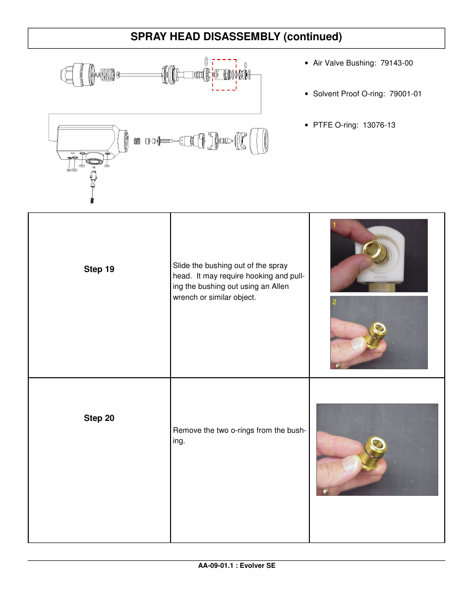 Spray head disassembly (continued) | Ransburg Evolver SE Robotic Atomizer A12455-XXXXXXXX User Manual | Page 40 / 79