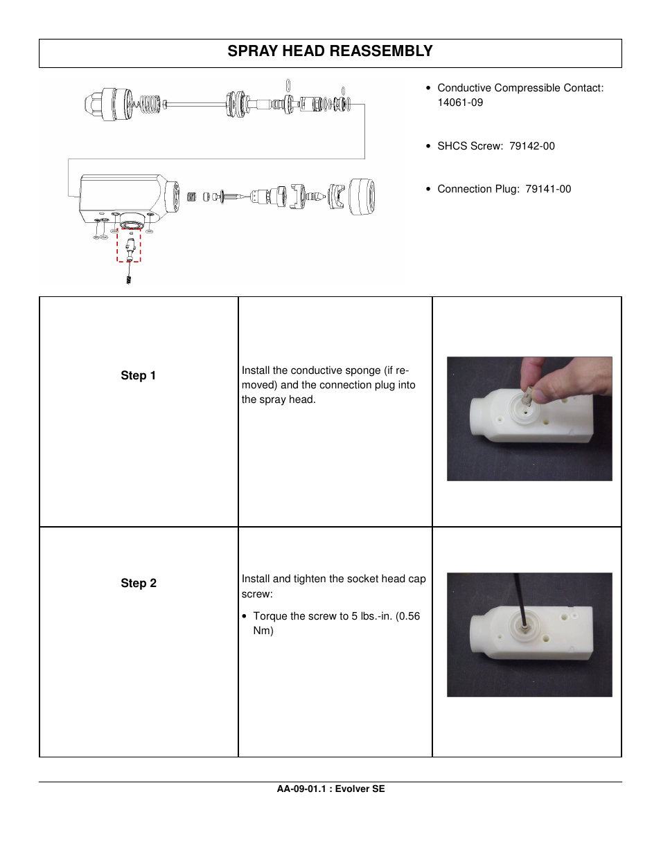 Spray head reassembly | Ransburg Evolver SE Robotic Atomizer A12455-XXXXXXXX User Manual | Page 44 / 79