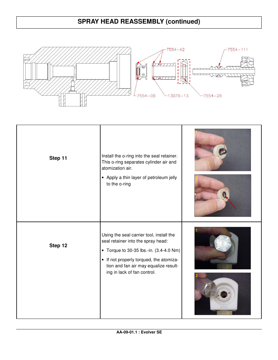 Spray head reassembly (continued) | Ransburg Evolver SE Robotic Atomizer A12455-XXXXXXXX User Manual | Page 49 / 79