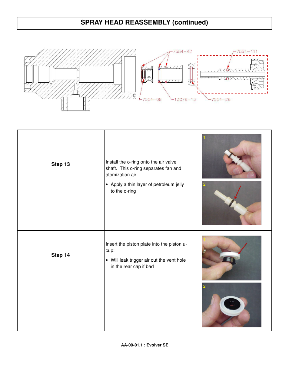 Spray head reassembly (continued) | Ransburg Evolver SE Robotic Atomizer A12455-XXXXXXXX User Manual | Page 50 / 79