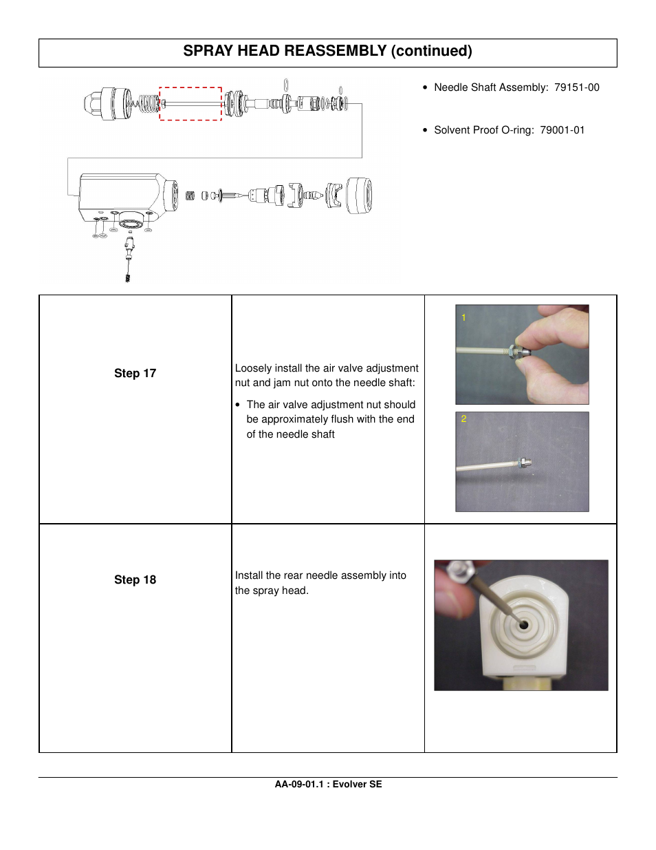 Spray head reassembly (continued) | Ransburg Evolver SE Robotic Atomizer A12455-XXXXXXXX User Manual | Page 52 / 79