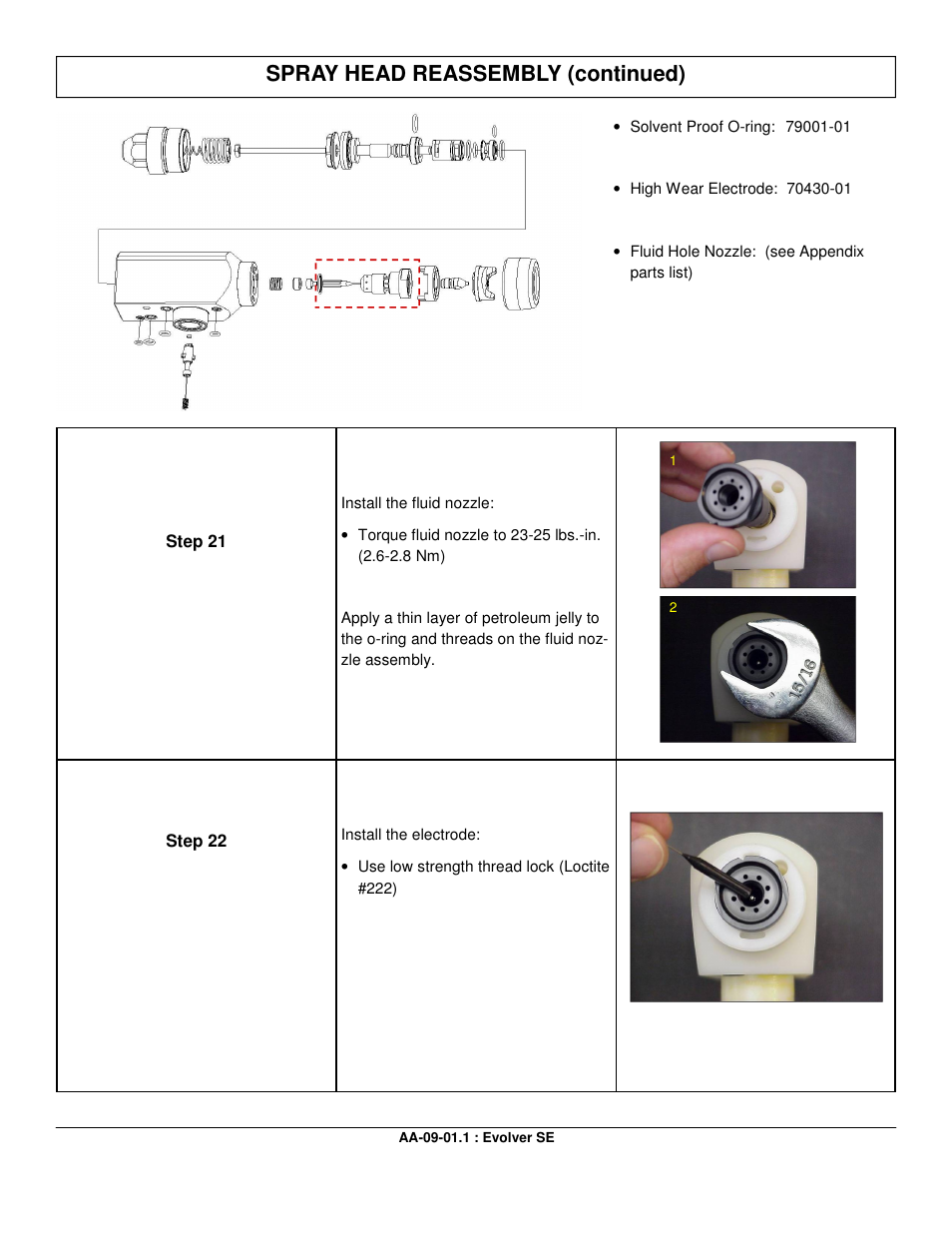 Spray head reassembly (continued) | Ransburg Evolver SE Robotic Atomizer A12455-XXXXXXXX User Manual | Page 54 / 79